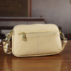 100% Genuine Leather Designer Minimalist Sling Shoulder Bag - Yellow
