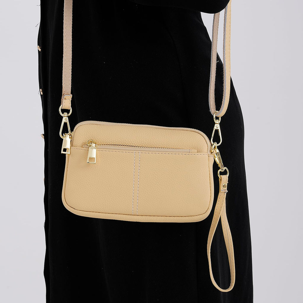 100% Genuine Leather Designer Minimalist Sling Shoulder Bag - Yellow