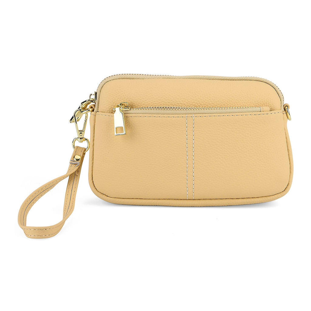 100% Genuine Leather Designer Minimalist Sling Shoulder Bag - Yellow