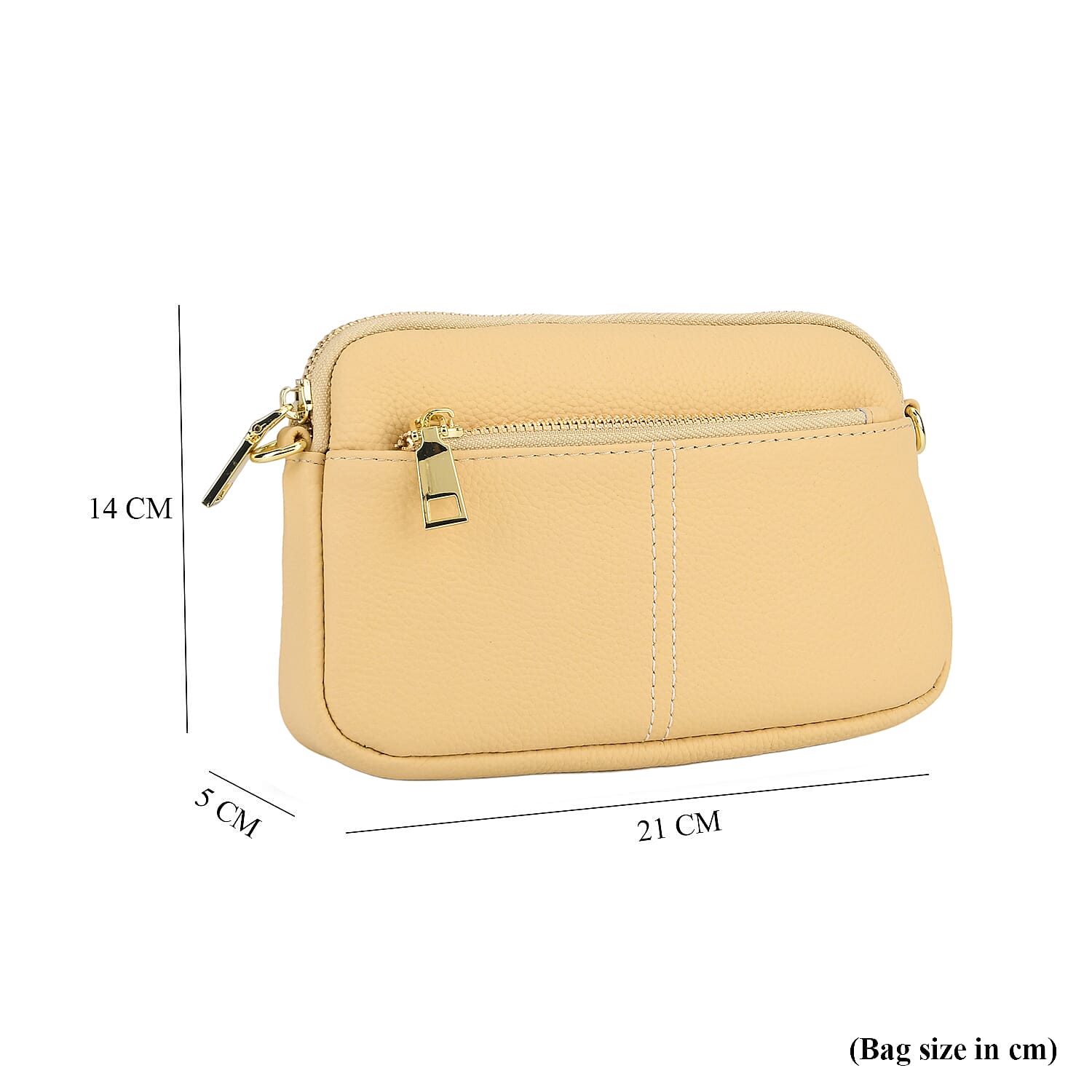 100% Genuine Leather Designer Minimalist Sling Shoulder Bag - Yellow