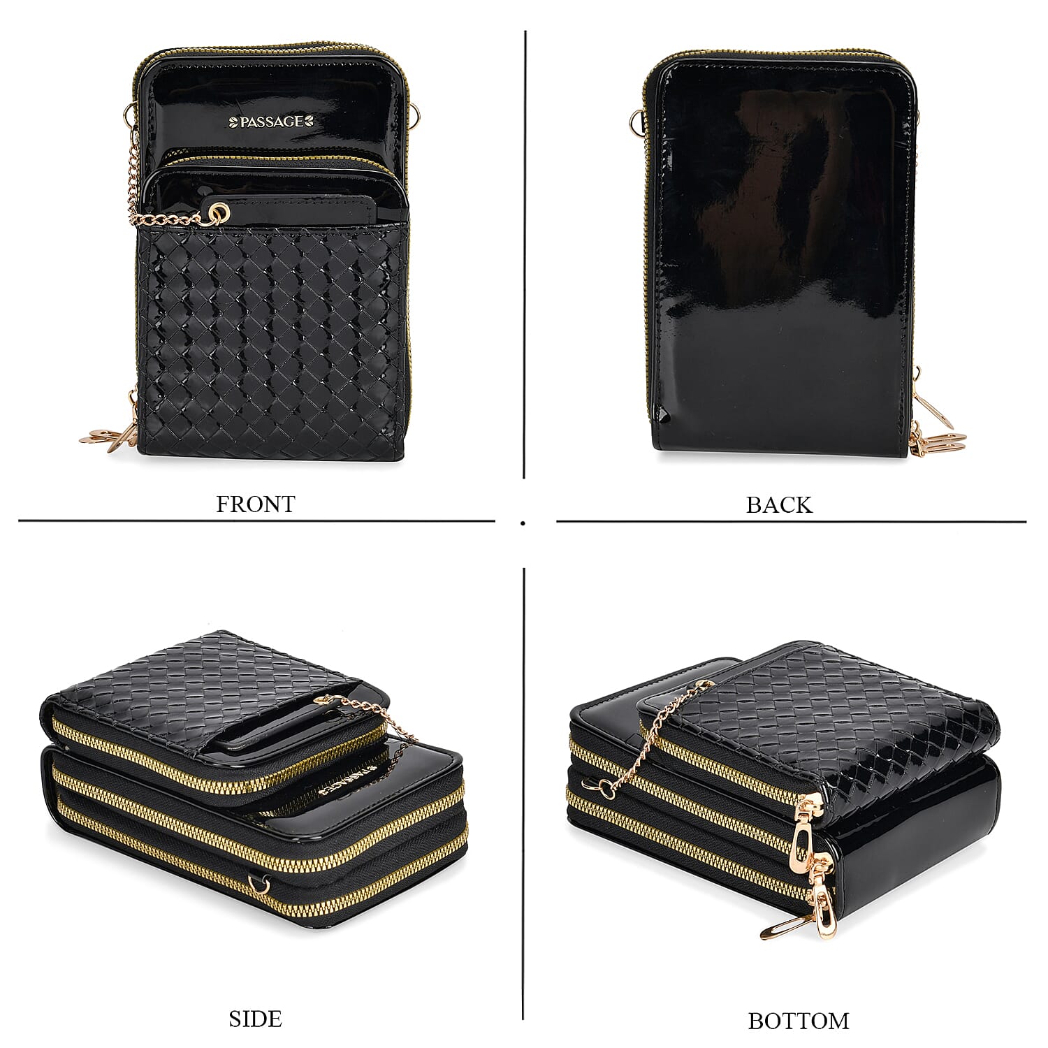 Crossbody Cell Phone Wallet Bag (Size 11x6x17 cm) - Black