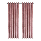 Crushed Velvet Eyelet Header Lined Curtains (229x168 cm) - Rose Gold