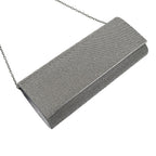 Crystal Clutch Bag with Exterior Pocket - Shoulder Strap - Silver