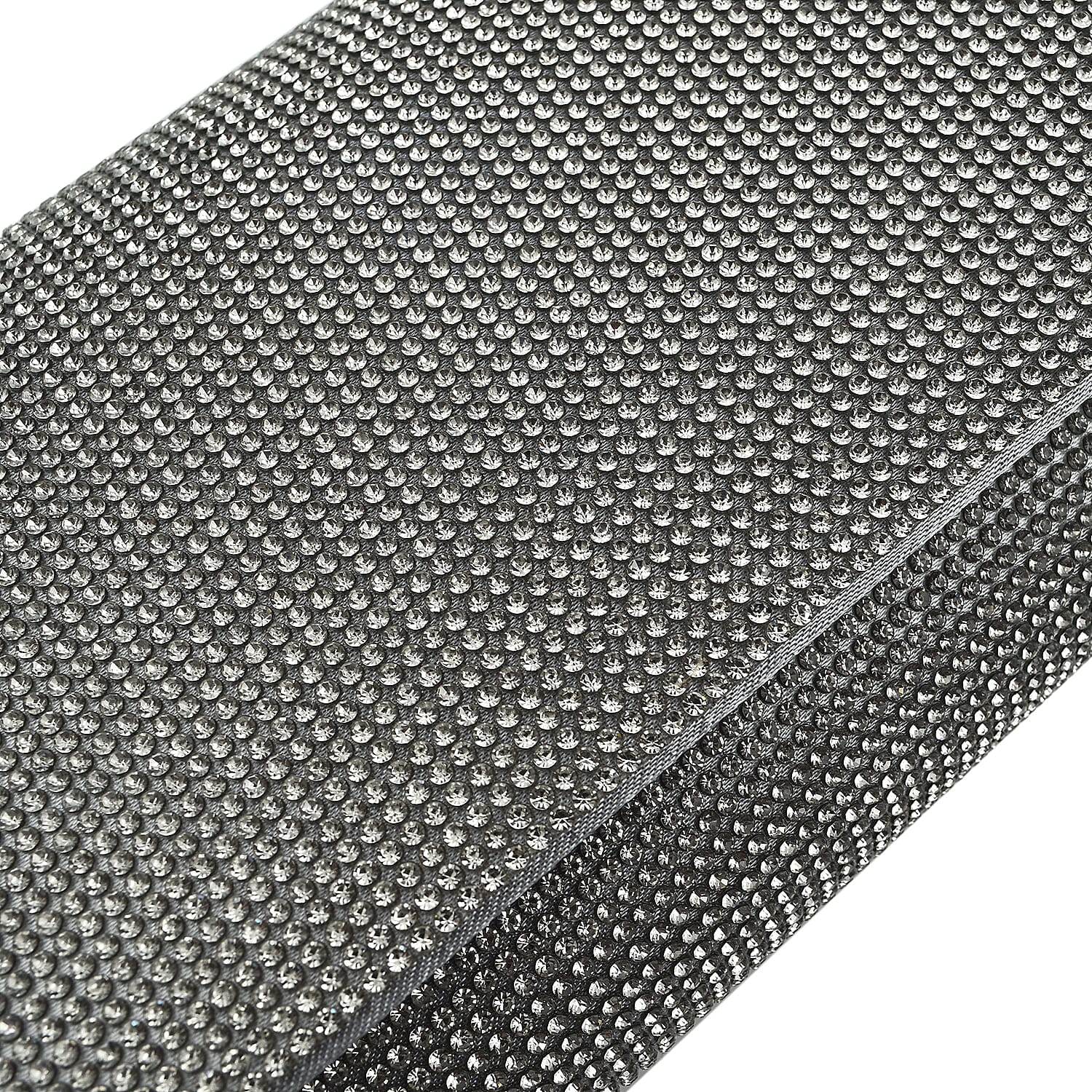Crystal Clutch Bag with Exterior Pocket - Shoulder Strap - Silver