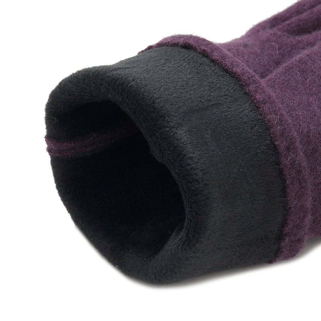 2 Piece Cashmere Set- Crystal Pattern Hat and Gloves - Purple