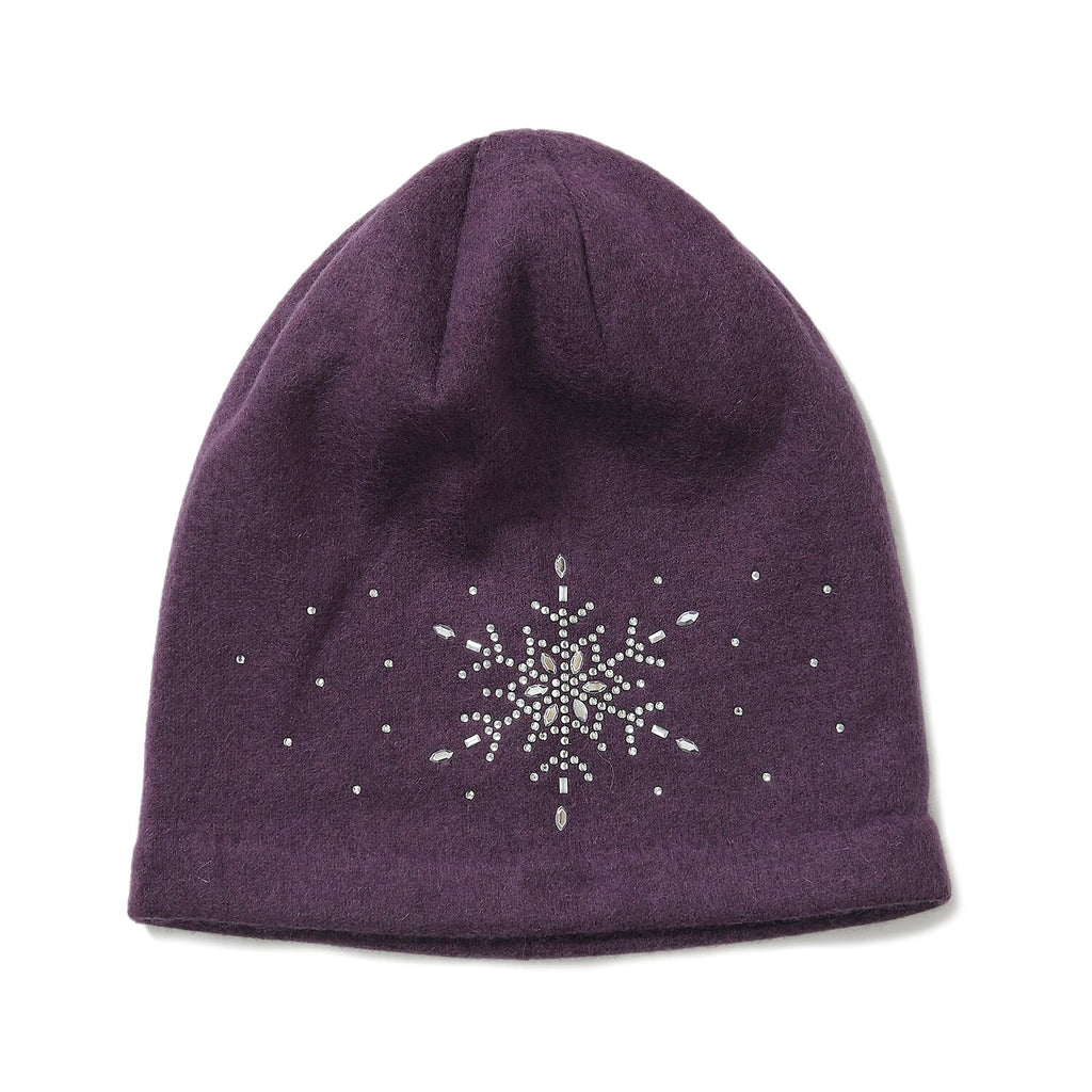 2 Piece Cashmere Set- Crystal Pattern Hat and Gloves - Purple