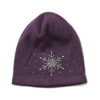 2 Piece Cashmere Set- Crystal Pattern Hat and Gloves - Purple