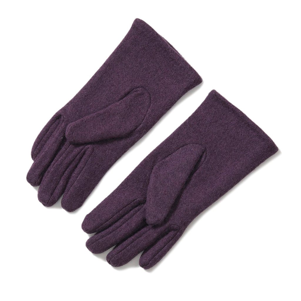 2 Piece Cashmere Set- Crystal Pattern Hat and Gloves - Purple