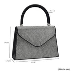 Crystal Patterned Clutch Bag with Long Chain Strap - Black