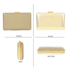 3 Pieces Crystal Accessory Set - Crystal Patterned Clutch, Sparkling Bracelet and Dangling Earrings (Size 21x11x1 cm) - Golden