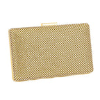 3 Pieces Crystal Accessory Set - Crystal Patterned Clutch, Sparkling Bracelet and Dangling Earrings (Size 21x11x1 cm) - Golden