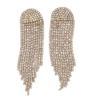 3 Pieces Crystal Accessory Set - Crystal Patterned Clutch, Sparkling Bracelet and Dangling Earrings (Size 21x11x1 cm) - Golden