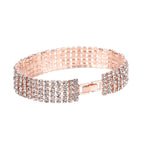 3 Pieces Crystal Accessory Set - Crystal Patterned Clutch, Sparkling Bracelet and Dangling Earrings (Size 21x11x1 cm) - Rose