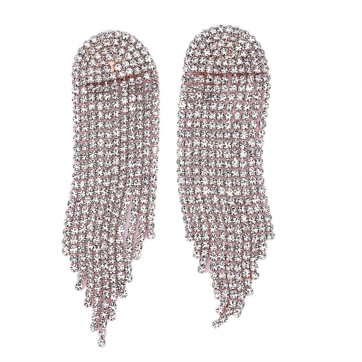 3 Pieces Crystal Accessory Set - Crystal Patterned Clutch, Sparkling Bracelet and Dangling Earrings (Size 21x11x1 cm) - Rose