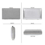 3 Pieces Crystal Accessory Set - Crystal Patterned Clutch, Sparkling Bracelet and Dangling Earrings (Size 21x11x1 cm) - Silver