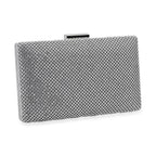 3 Pieces Crystal Accessory Set - Crystal Patterned Clutch, Sparkling Bracelet and Dangling Earrings (Size 21x11x1 cm) - Silver