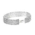 3 Pieces Crystal Accessory Set - Crystal Patterned Clutch, Sparkling Bracelet and Dangling Earrings (Size 21x11x1 cm) - Silver