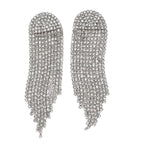 3 Pieces Crystal Accessory Set - Crystal Patterned Clutch, Sparkling Bracelet and Dangling Earrings (Size 21x11x1 cm) - Silver