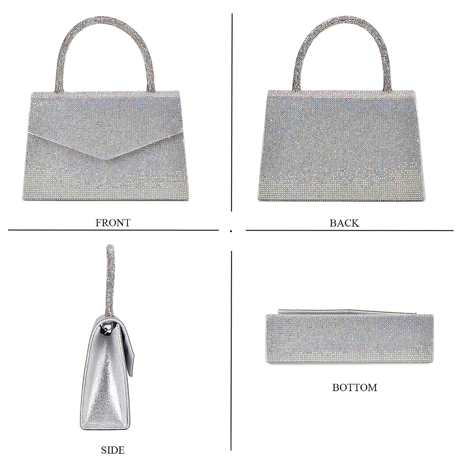 Crystal Patterned Clutch (Size 22x6x14 cm) - AB & AB