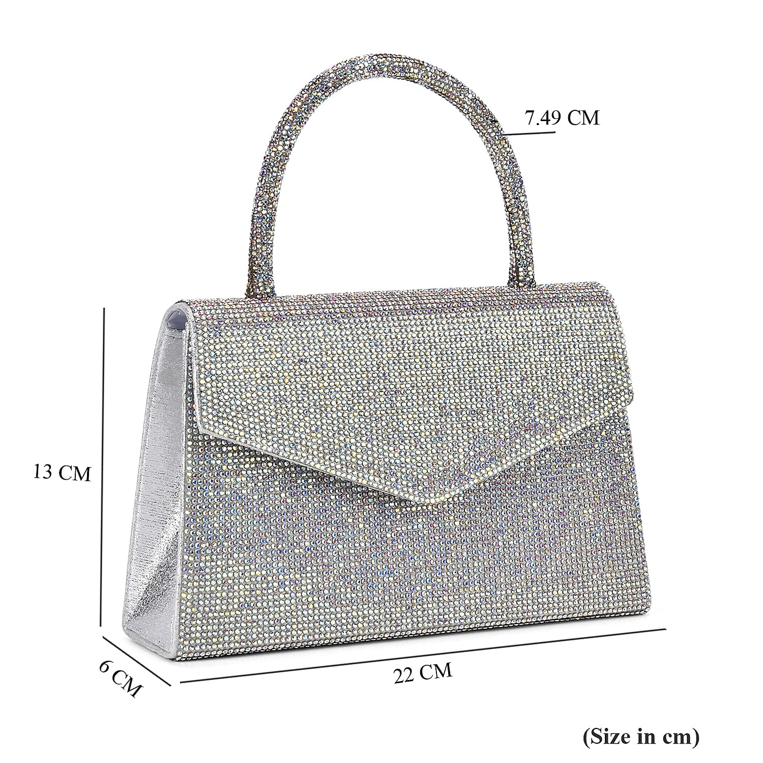 Crystal Patterned Clutch (Size 22x6x14 cm) - AB & AB