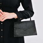 Crystal Patterned Clutch (Size 22x6x14 cm) - Black & AB