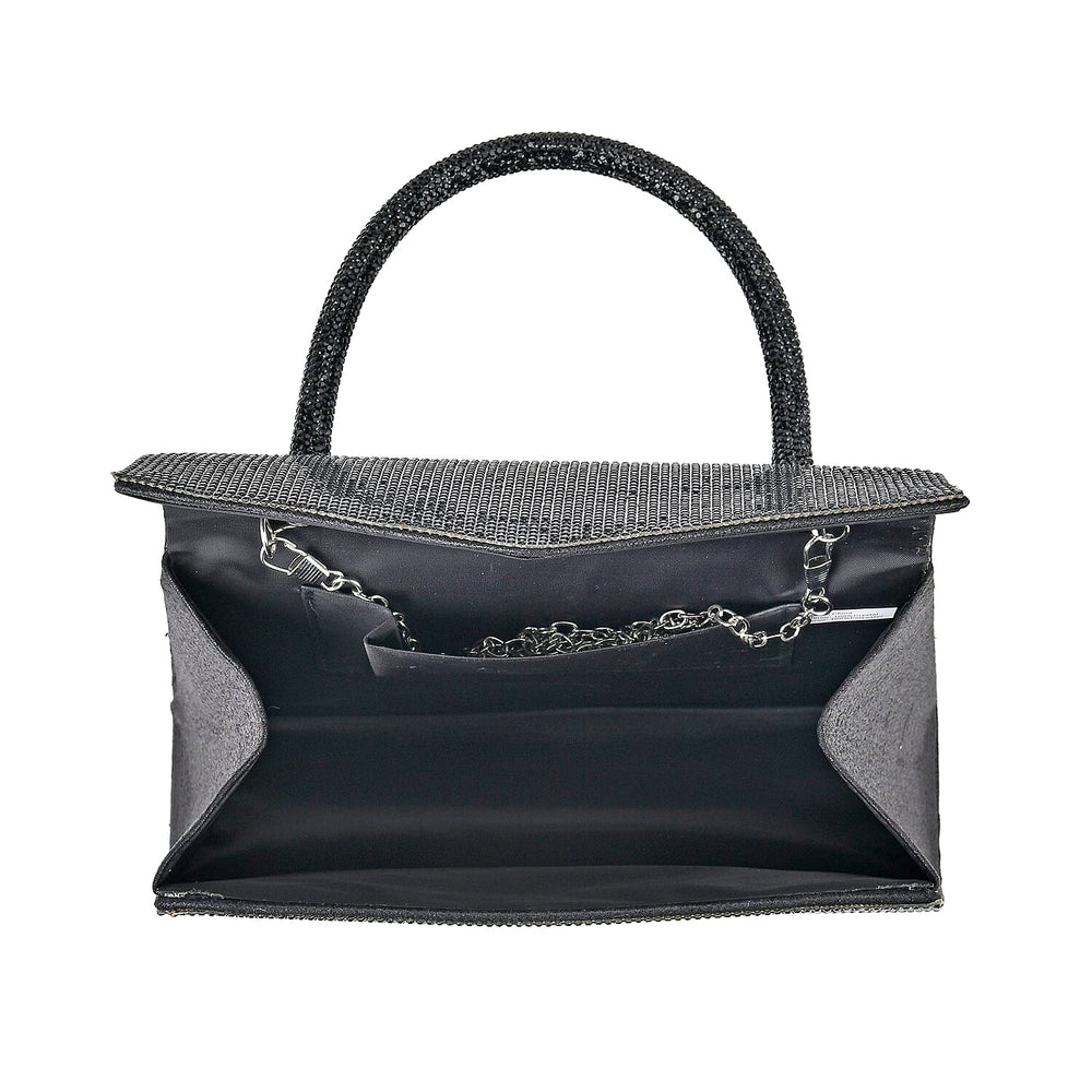 Crystal Patterned Clutch (Size 22x6x14 cm) - Black & AB