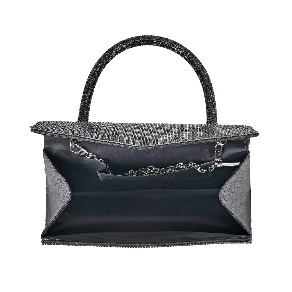 Crystal Patterned Clutch (Size 22x6x14 cm) - Black & AB