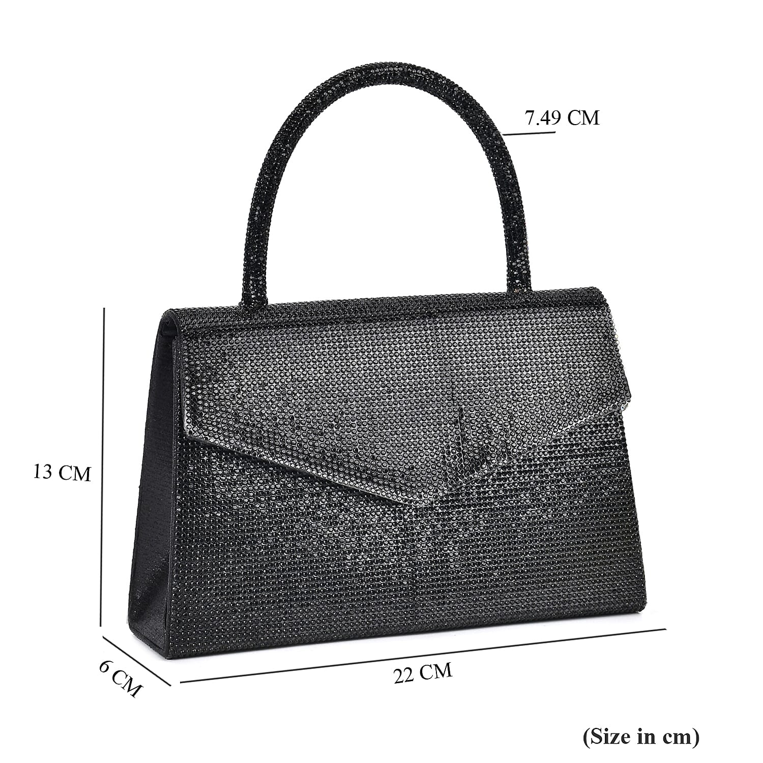 Crystal Patterned Clutch (Size 22x6x14 cm) - Black & AB