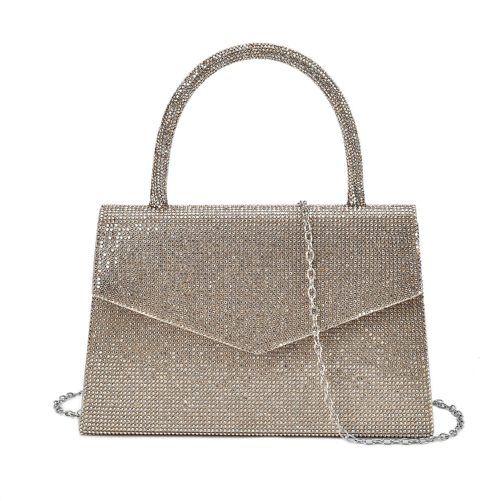 Crystal Patterned Clutch (Size 22x6x14 cm) - Gold & AB