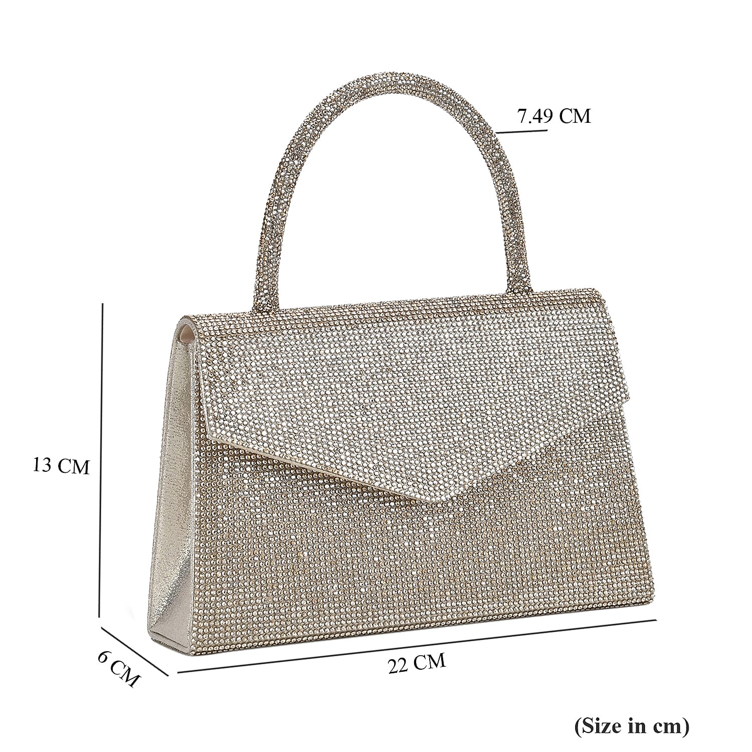 Crystal Patterned Clutch (Size 22x6x14 cm) - Gold & AB