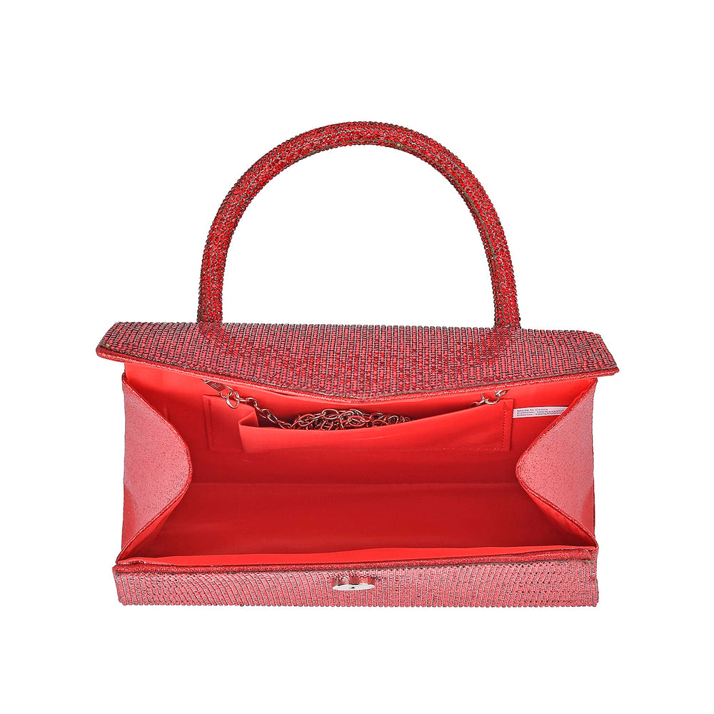 Crystal Patterned Clutch (Size 22x6x14 cm) - Red & AB