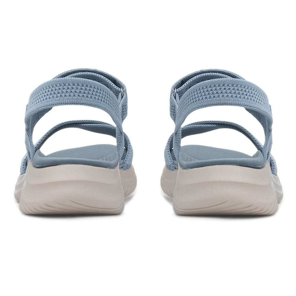 Cushion Walk Steph Lifestyle Collection Classic Stretch Knit Crossover Strap Sandals With Touch And Close Strap And Extra Padding (Size 5) - Blue