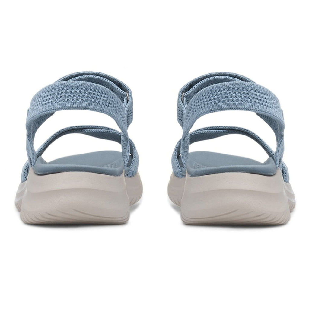 Cushion Walk Steph Lifestyle Collection Classic Stretch Knit Crossover Strap Sandals With Touch And Close Strap And Extra Padding (Size 5) - Blue