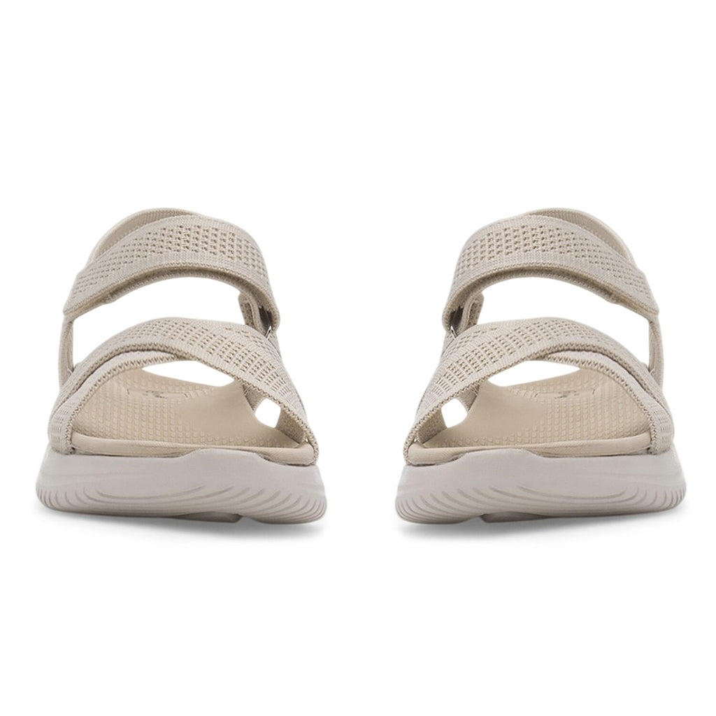 Cushion Walk Steph Lifestyle Collection Classic Stretch Knit Crossover Strap Sandals With Touch And Close Strap And Extra Padding (Size 6) - Beige