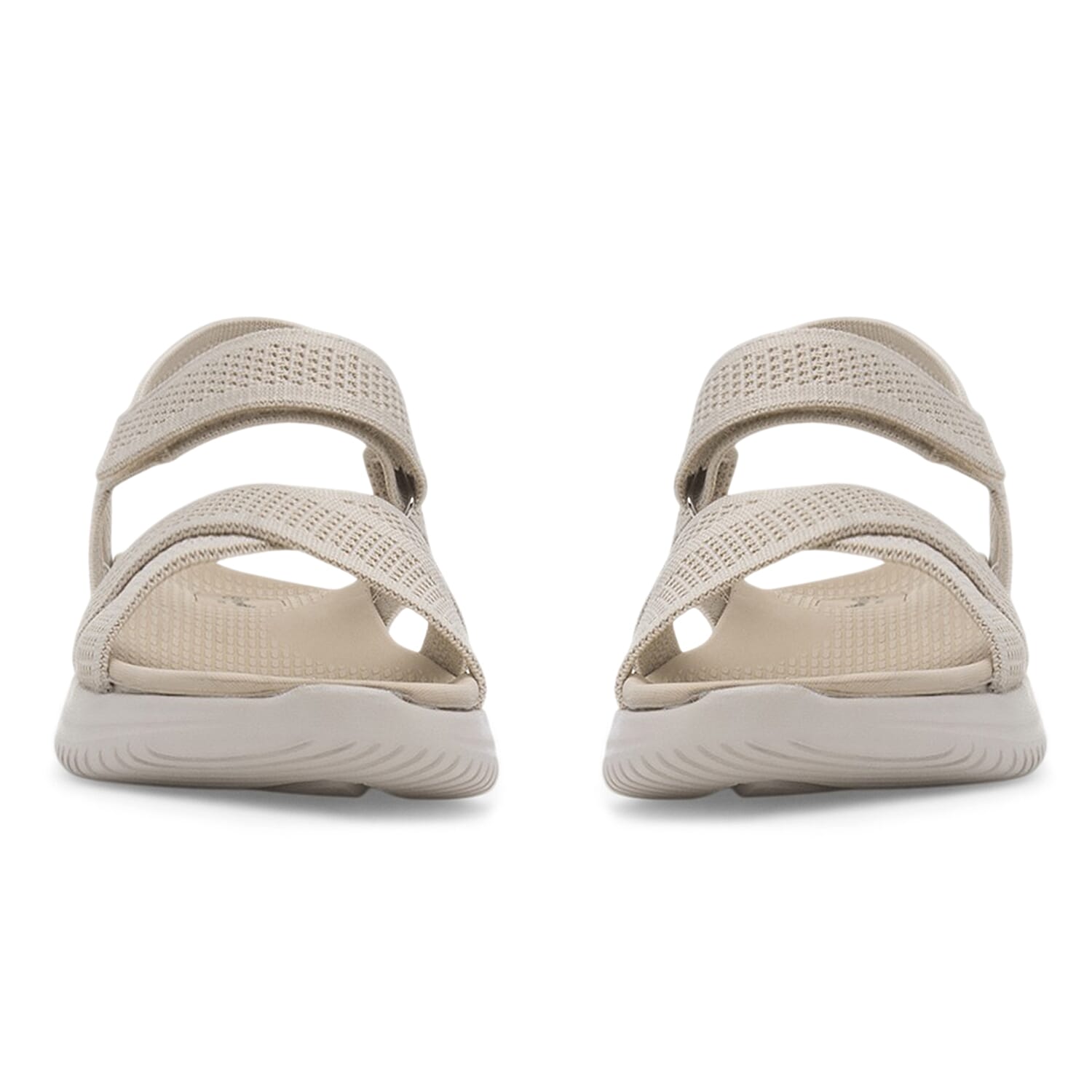 Cushion Walk Steph Lifestyle Collection Classic Stretch Knit Crossover Strap Sandals With Touch And Close Strap And Extra Padding (Size 6) - Beige
