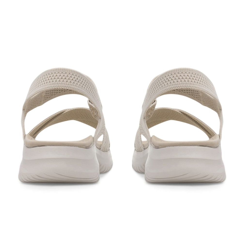 Cushion Walk Steph Lifestyle Collection Classic Stretch Knit Crossover Strap Sandals With Touch And Close Strap And Extra Padding (Size 6) - Beige
