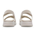 Cushion Walk Steph Lifestyle Collection Classic Stretch Knit Crossover Strap Sandals With Touch And Close Strap And Extra Padding (Size 6) - Beige