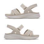 Cushion Walk Steph Lifestyle Collection Classic Stretch Knit Crossover Strap Sandals With Touch And Close Strap And Extra Padding (Size 6) - Beige