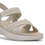 Cushion Walk Steph Lifestyle Collection Classic Stretch Knit Crossover Strap Sandals With Touch And Close Strap And Extra Padding (Size 6) - Beige