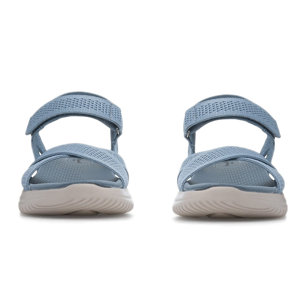 Cushion Walk Steph Lifestyle Collection Classic Stretch Knit Crossover Strap Sandals With Touch And Close Strap And Extra Padding (Size 6) - Blue
