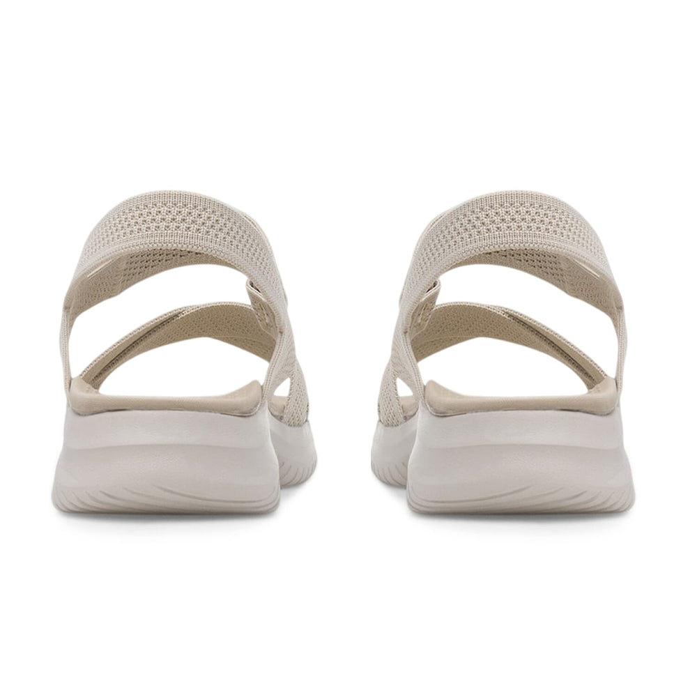 Cushion Walk Steph Lifestyle Collection Classic Stretch Knit Crossover Strap Sandals With Touch And Close Strap And Extra Padding (Size 8) - Beige