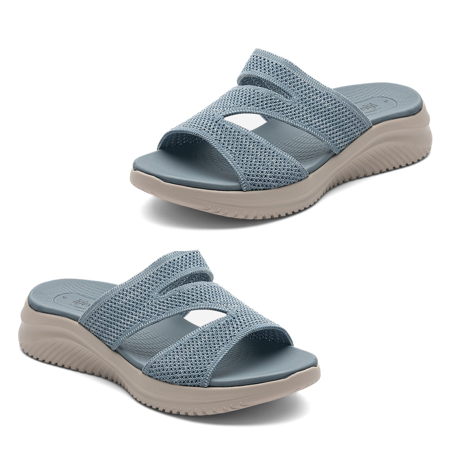 Cushion Walk Lifestyle Collection Stretch Knit Slip-On Sandals With Extra Padding (Size 8) - Blue