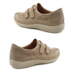 Cushion Walk Sophia Ladies Comfort Shoe With Double Touch And Close Fastening And Massage Insock (Size 3) - Beige