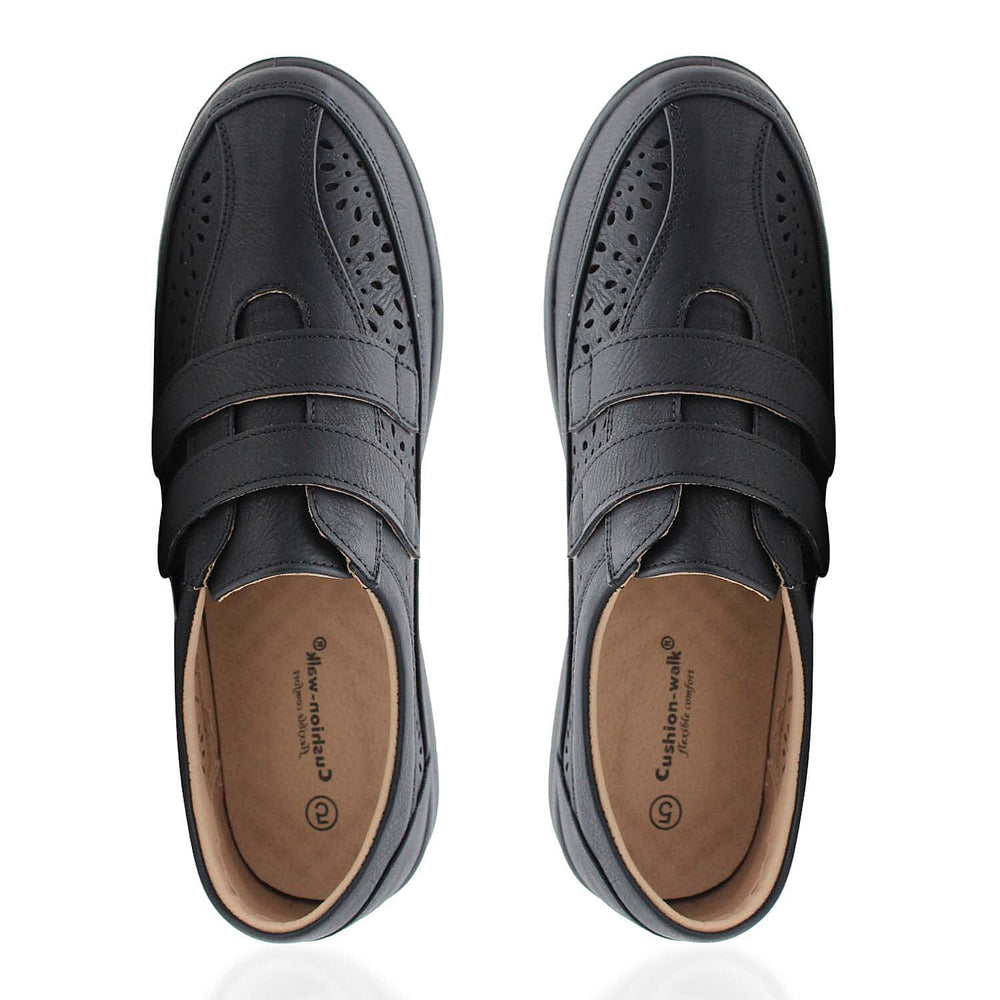 Cushion Walk Sophia Ladies Comfort Shoe With Double Touch And Close Fastening And Massage Insock (Size 3) - Black