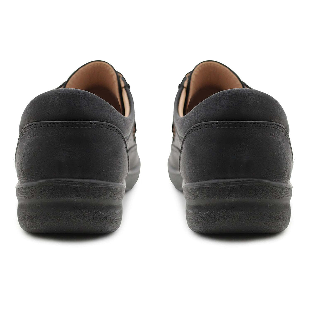 Cushion Walk Sophia Ladies Comfort Shoe With Double Touch And Close Fastening And Massage Insock (Size 4) - Black