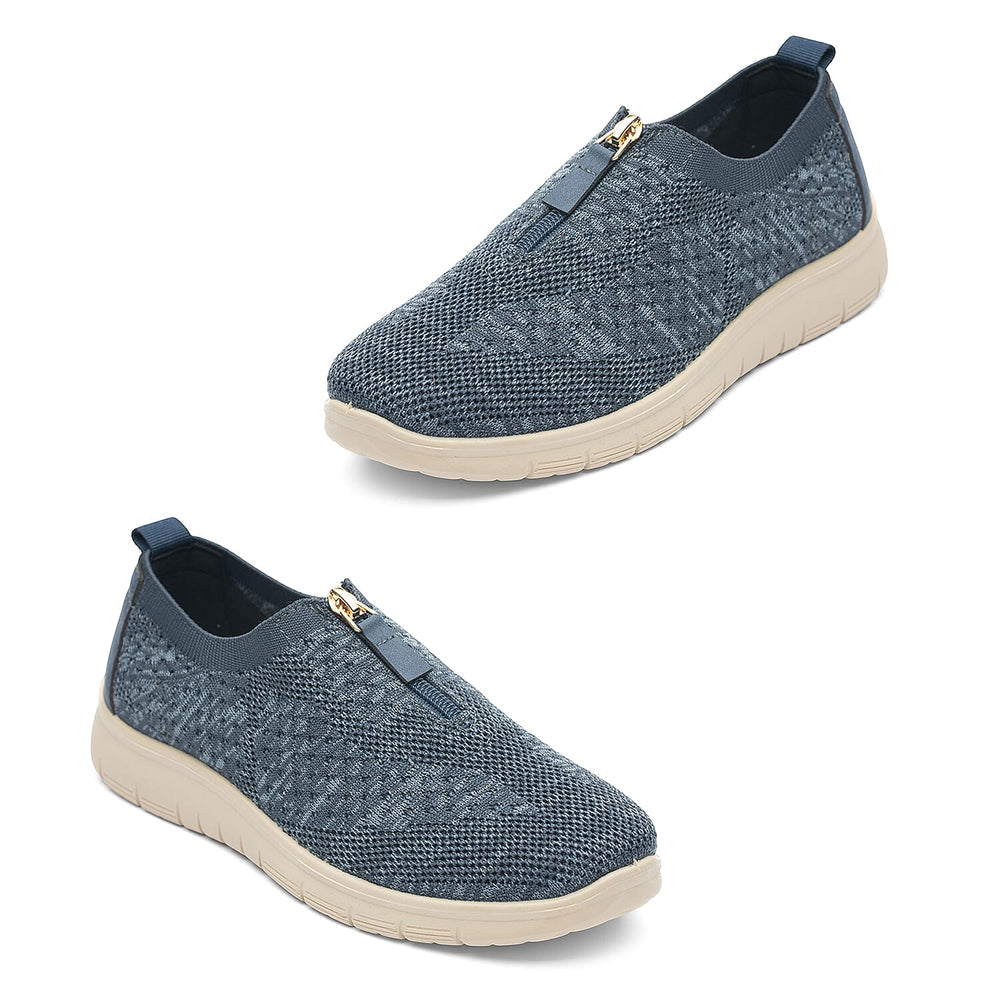 Cushion Walk Steph Lifestyle Collection Classic Stretch Knit Crossover Strap Sandals With Touch And Close Strap And Extra Padding (Size 4) - Navy