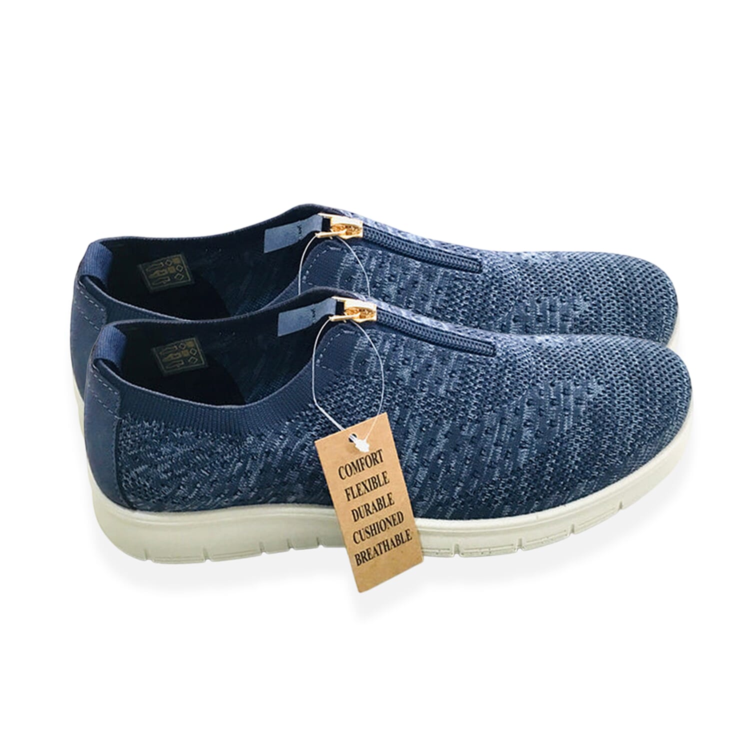 Cushion Walk Steph Lifestyle Collection Classic Stretch Knit Crossover Strap Sandals With Touch And Close Strap And Extra Padding (Size 5) - Navy