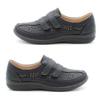 Cushion Walk Sophia Ladies Comfort Shoe With Double Touch And Close Fastening And Massage Insock (Size 8) - Black