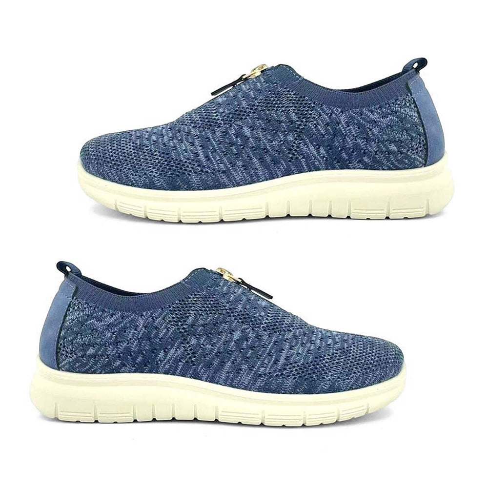 Cushion Walk Steph Lifestyle Collection Classic Stretch Knit Crossover Strap Sandals With Touch And Close Strap And Extra Padding (Size 8) - Navy