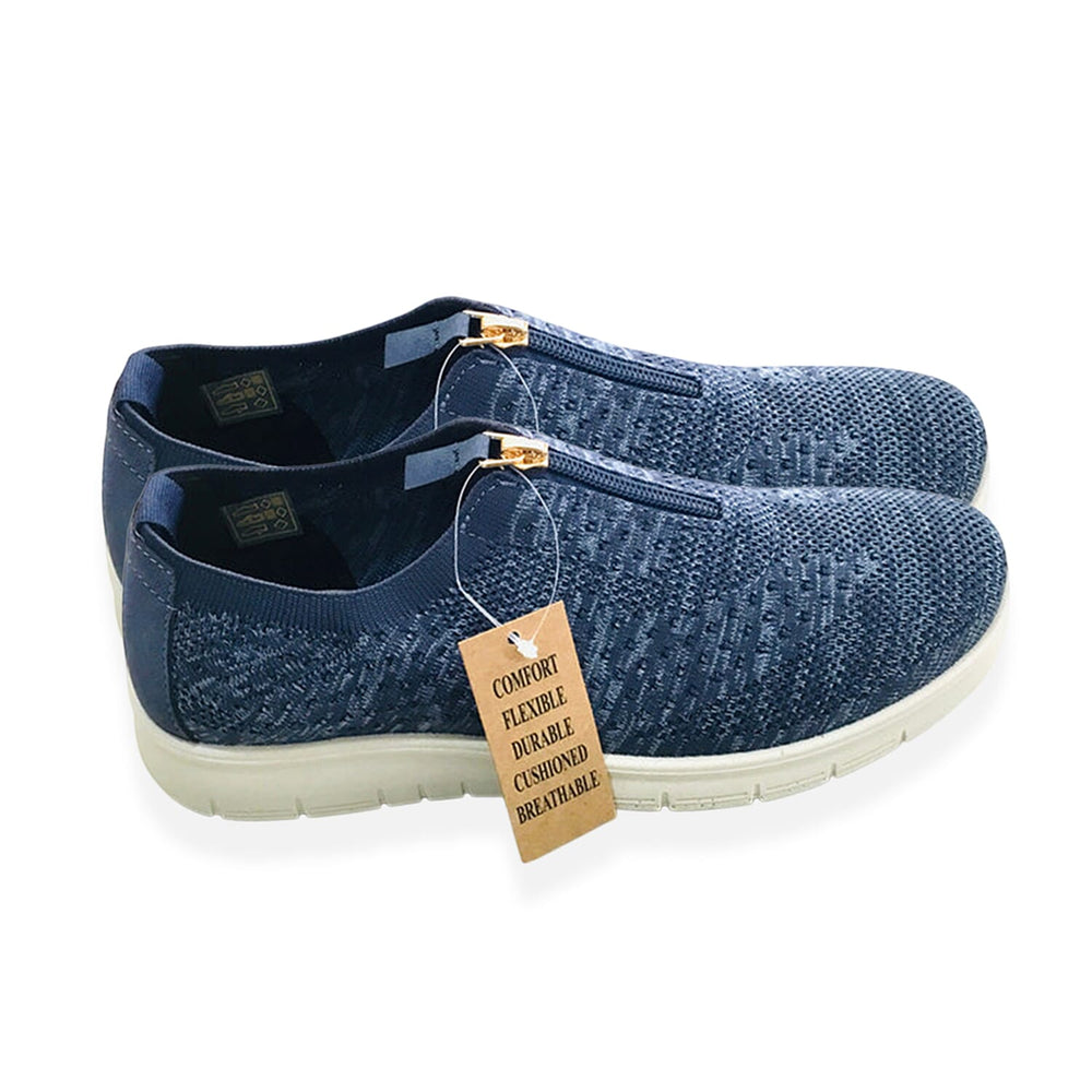 Cushion Walk Steph Lifestyle Collection Classic Stretch Knit Crossover Strap Sandals With Touch And Close Strap And Extra Padding (Size 8) - Navy